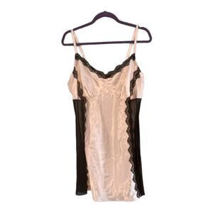 Lane Bryant Cacique Teddy‎ Cream Black Lace Nightie Lingerie Sheer Babydoll Mesh